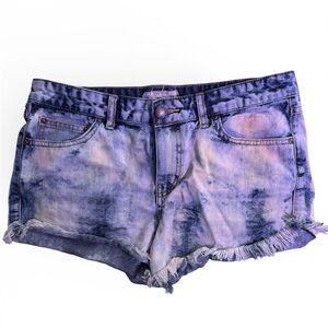 Tie-Dye Denim Cutoff Shorts - Purple